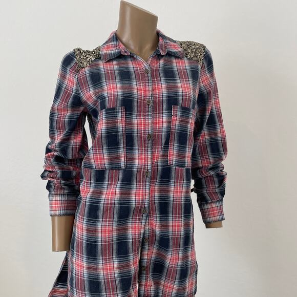 Free People Little Bit of Sugar plaid flannel sequin mesh panels TLS2 2011 - Picture 7 of 10